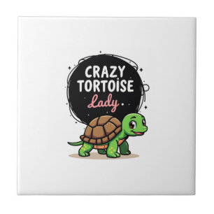 Crazy Tortoise Lady Tortoises Mom Women Turtle (2) Ceramic Tile