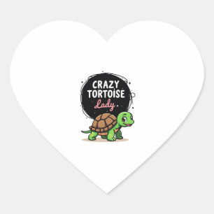 Crazy Tortoise Lady Tortoises Mom Women Turtle (2) Heart Sticker