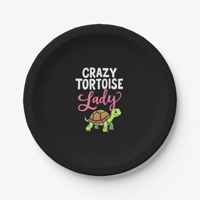 Crazy Tortoise Lady Tortoises Mom Women Turtle (3) Paper Plates (Front)