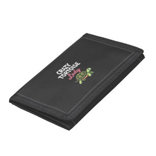 Crazy Tortoise Lady Tortoises Mom Women Turtle (4) Trifold Wallet