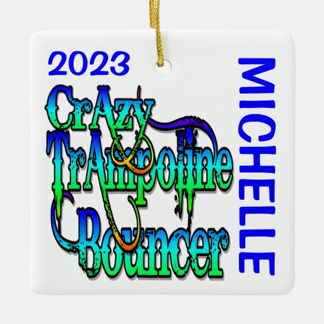 Crazy Trampoline Bouncer CUSTOM Ceramic Ornament (Front)