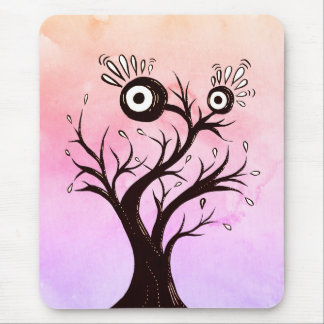 Crazy Tree Creature Ink Art Pink Fantasy Mouse Pad