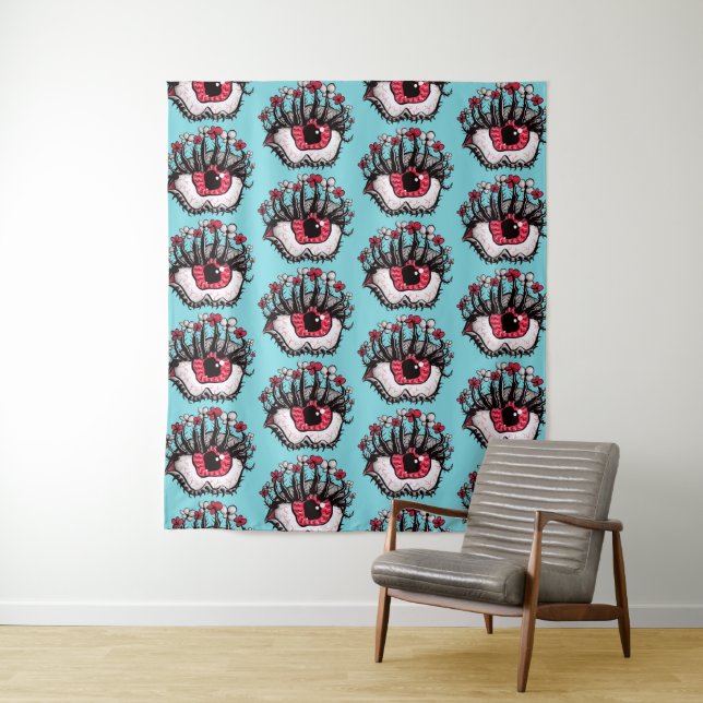 Crazy Trippy Eye Weird Whimsigoth Tapestry (In Situ)