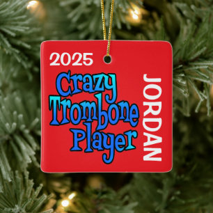 Crazy Trombone Player CUSTOM Ceramic Ornament