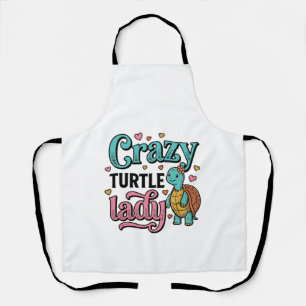 Crazy Turtle Lady Vintage Engraving Design_1 Apron