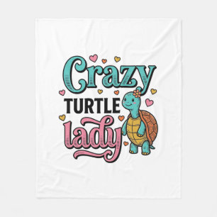 Crazy Turtle Lady Vintage Engraving Design_1 Fleece Blanket