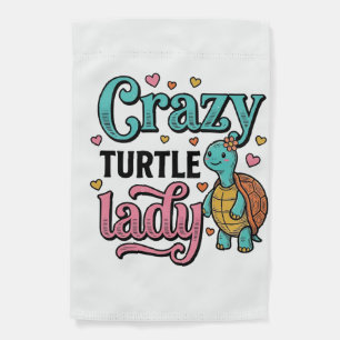 Crazy Turtle Lady Vintage Engraving Design_1 Garden Flag