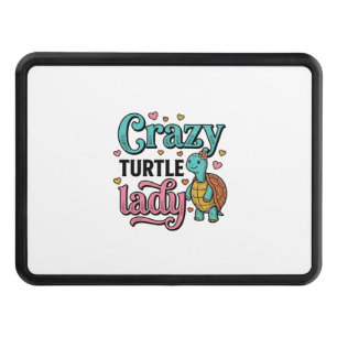 Crazy Turtle Lady Vintage Engraving Design_1 Hitch Cover