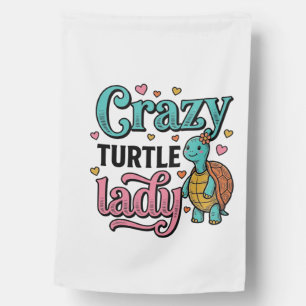 Crazy Turtle Lady Vintage Engraving Design_1 House Flag