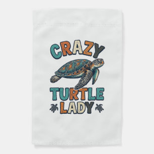 Crazy Turtle Lady Vintage Sea Turtle Shirt Design_ Garden Flag