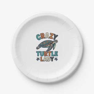 Crazy Turtle Lady Vintage Sea Turtle Shirt Design_ Paper Plates
