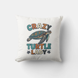Crazy Turtle Lady Vintage Sea Turtle Shirt Design_ Throw Pillow