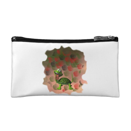 Crazy turtle tongue out roses grunge back makeup bag