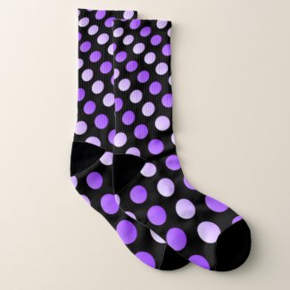 Crazy two tone purple polka dots at black color socks