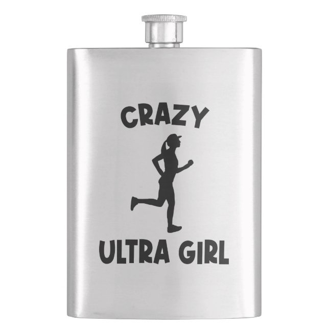 Crazy Ultra Running Girl Flask (Front)