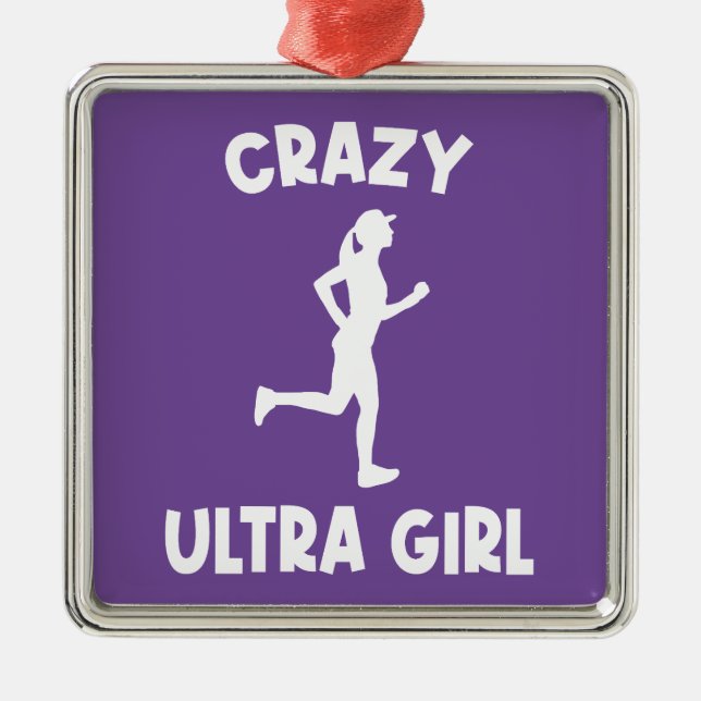 Crazy Ultra Running Girl Metal Ornament (Front)