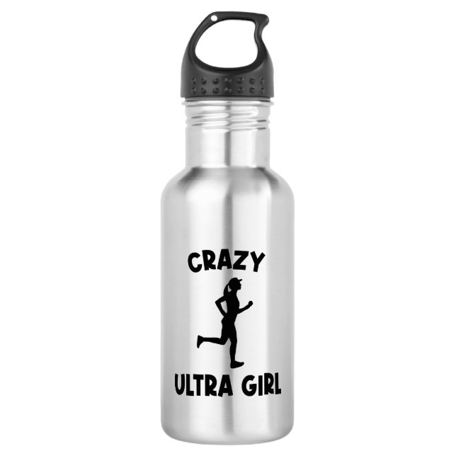 Crazy Ultra Running Girl Stainless Steel Water Bottle (Front)