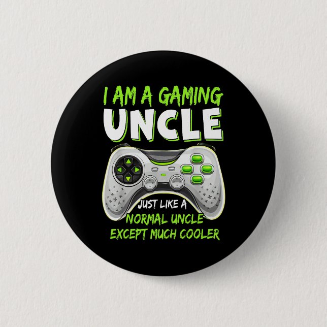 Crazy Uncle Funny Uncle Gaming Video Game Lover Fu Button (Front)