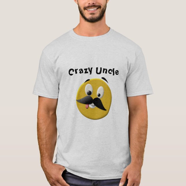 Crazy Uncle Happy Face with Mustache T-Shirt (Front)