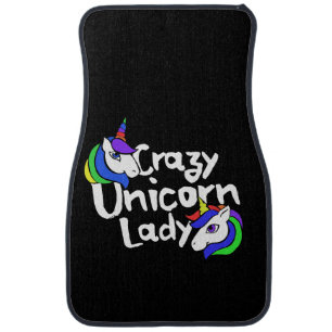crazy unicorn lady car floor mat