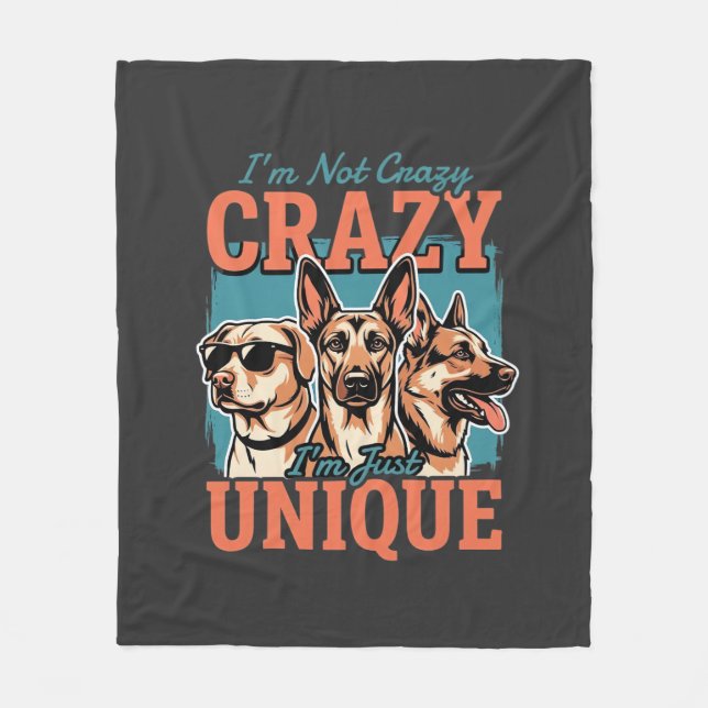 Crazy Unique Dog Lover Fleece Blanket (Front)