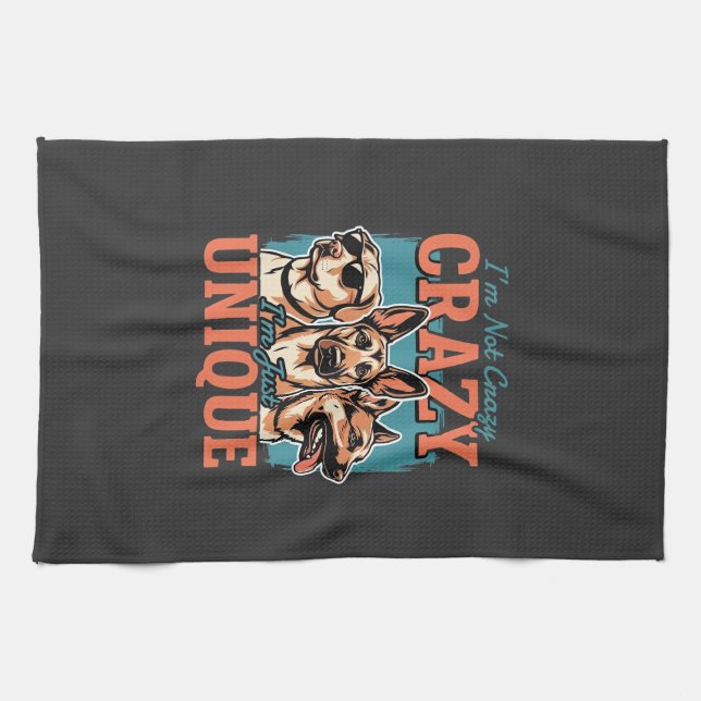Crazy Unique Dog Lover Kitchen Towel (Horizontal)