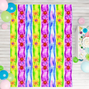 Crazy vinbrant watercolor painted with flowers outdoor rug