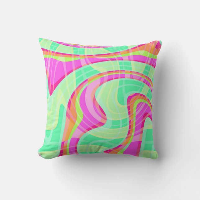 Crazy Waves Throw Pillow (Front)
