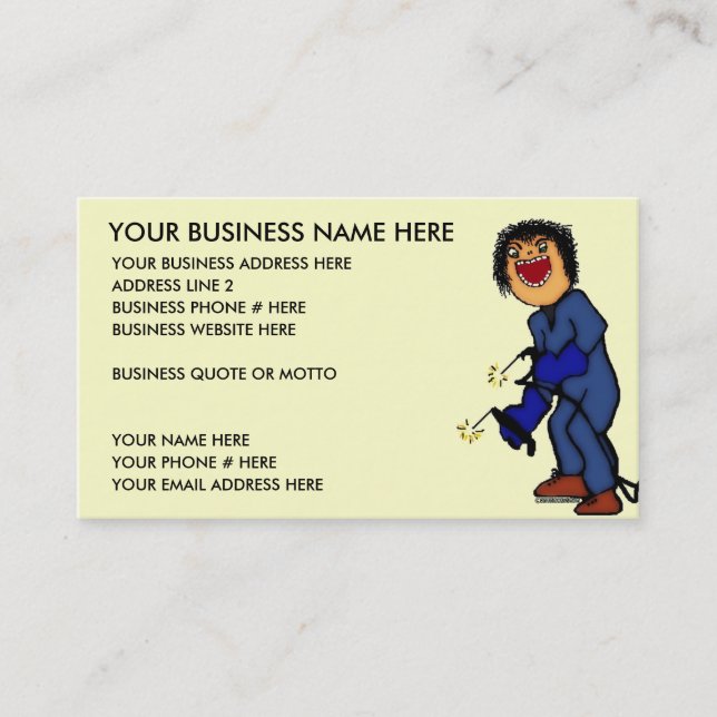 Crazy Welder Cartoon Business Card (Front)