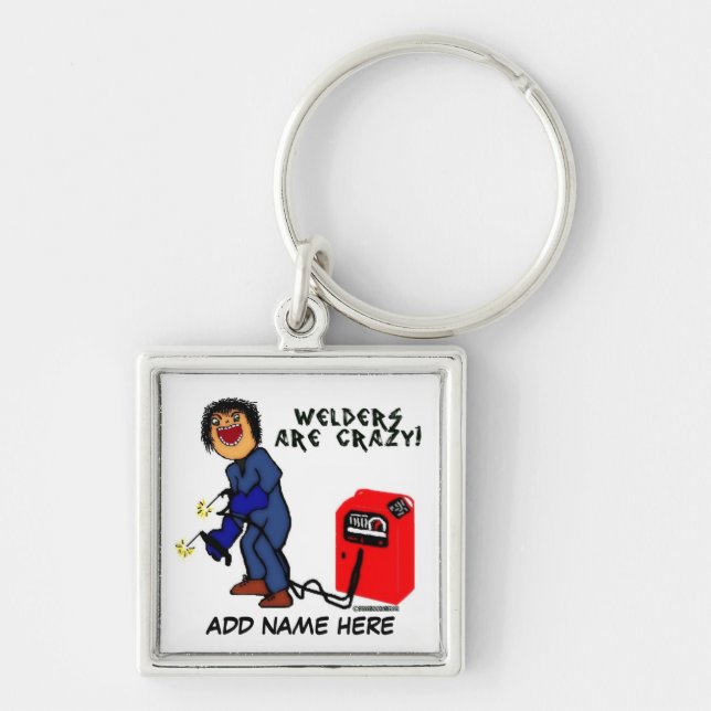 Crazy Welder Cartoon Keychain (Front)