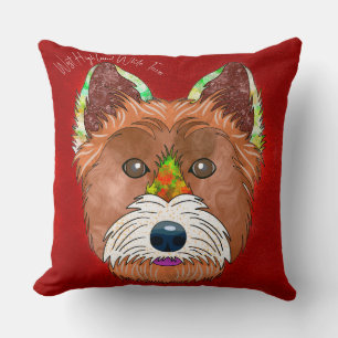 Crazy West Highland White Terrier hand-painted Throw Pillow