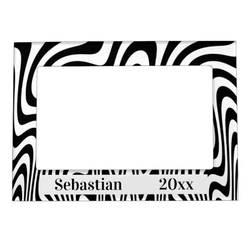 Crazy White Lines Magnetic Photo Frame