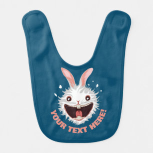 Crazy White Rabbit Face Baby Bib