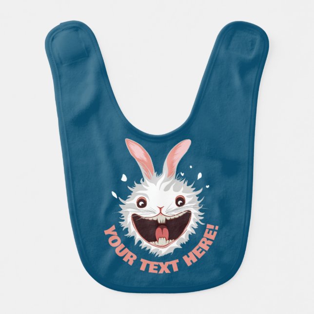 Crazy White Rabbit Face Baby Bib (Front)