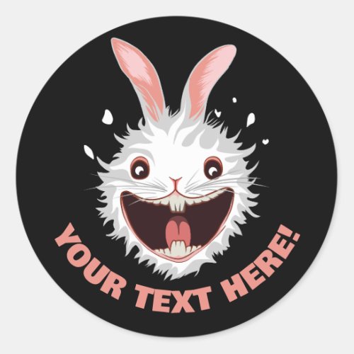 Crazy White Rabbit Face Classic Round Sticker