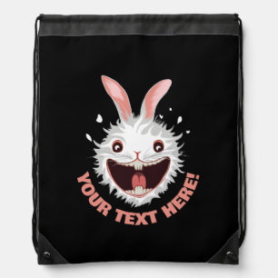 Crazy White Rabbit Face Drawstring Bag
