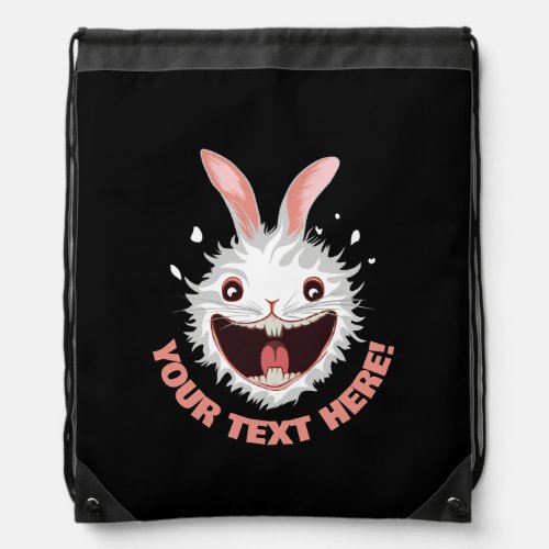 Crazy White Rabbit Face Drawstring Bag