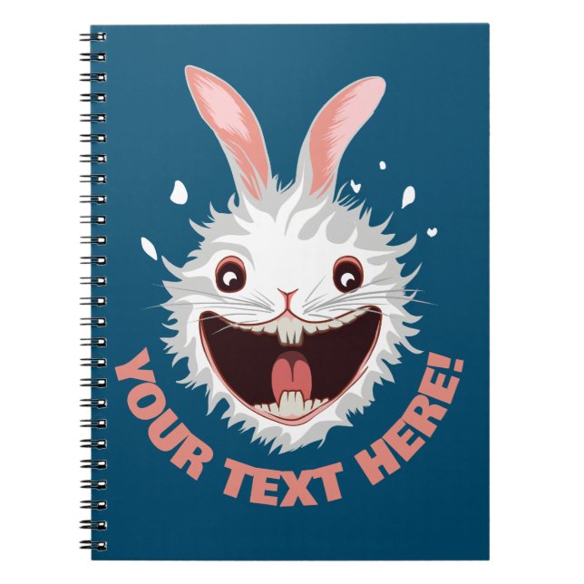 Crazy White Rabbit Face Notebook (Front)