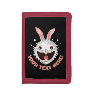 Crazy White Rabbit Face Trifold Wallet