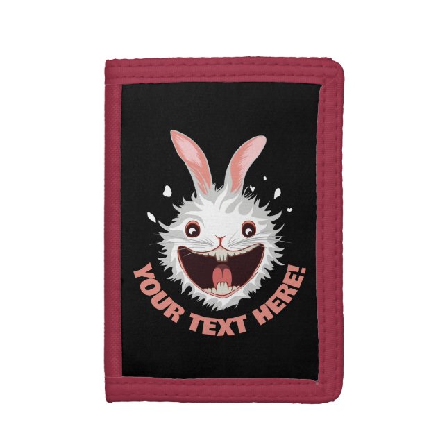 Crazy White Rabbit Face Trifold Wallet (Front Vertical)