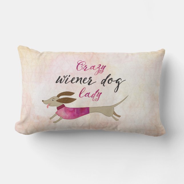 Crazy Wiener Dog Lady Lumbar Pillow (Front)