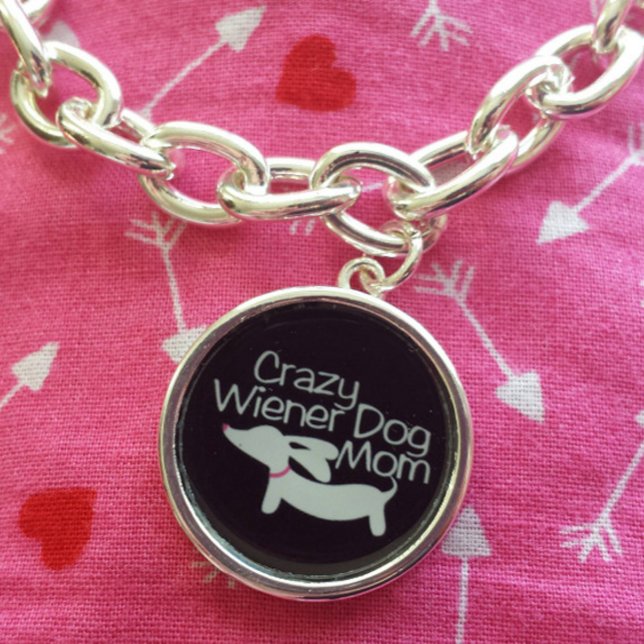 Crazy Wiener Dog Mom Charm Bracelet (Crazy wiener dog mom bracelet)