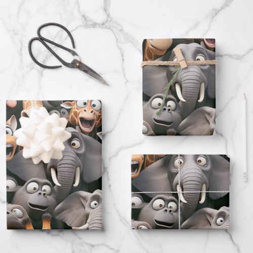 Crazy Wildlife Group  Wrapping Paper Sheets