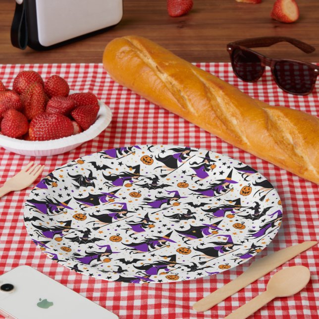 Crazy witch compilation pattern paper plates (Picnic)