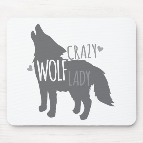 crazy wolf lady mouse pad