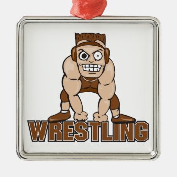 Crazy Wrestler Wrestling Design Metal Ornament by sports_shop at Zazzle