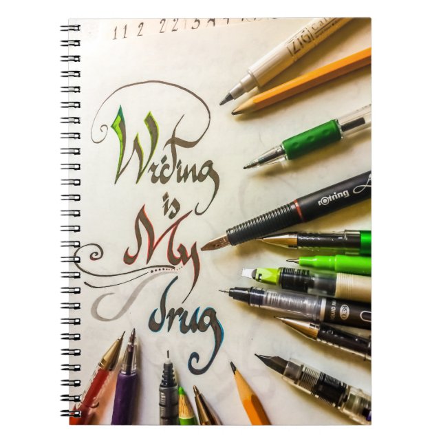 Crazy writer manifesto pens and pencils notebook (Front)