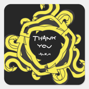 Crazy Yellow & Black Arrows Birthday Favor Sticker