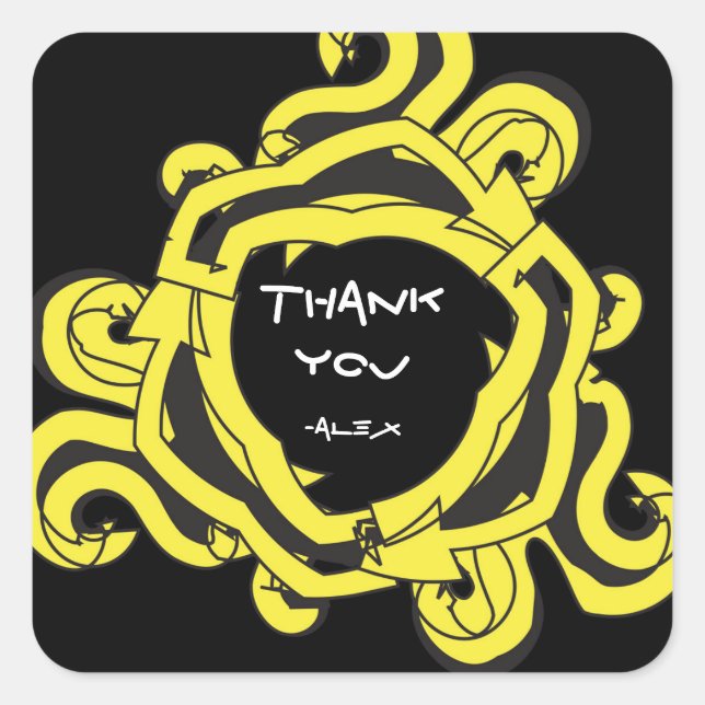 Crazy Yellow & Black Arrows Birthday Favor Sticker (Front)