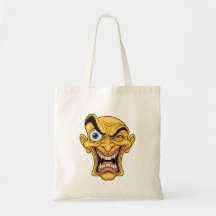 Crazy Yellow Caricature Face for Tote Bag